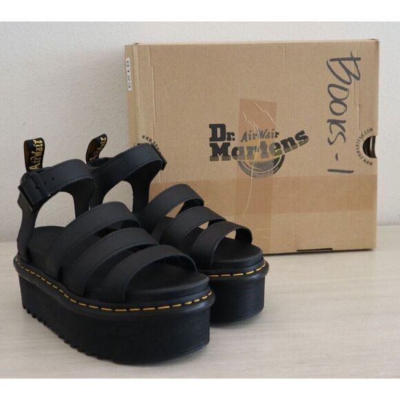 Dr. Martens Women's Sz 7M Black Blaire Quad Platform Gladiator Sandals - Picture 1 of 10